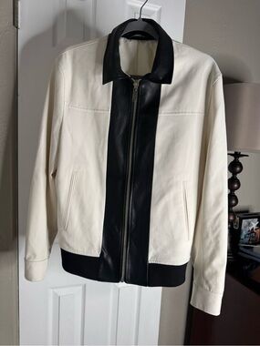 ZARA Black and White Contrast Bomber Jacket